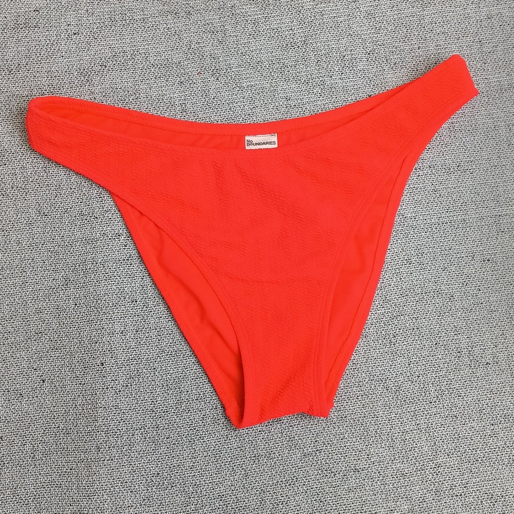 No Boundaries Bikini Bottom Women L Orange Excellent High Cut Smocked Cheeky
